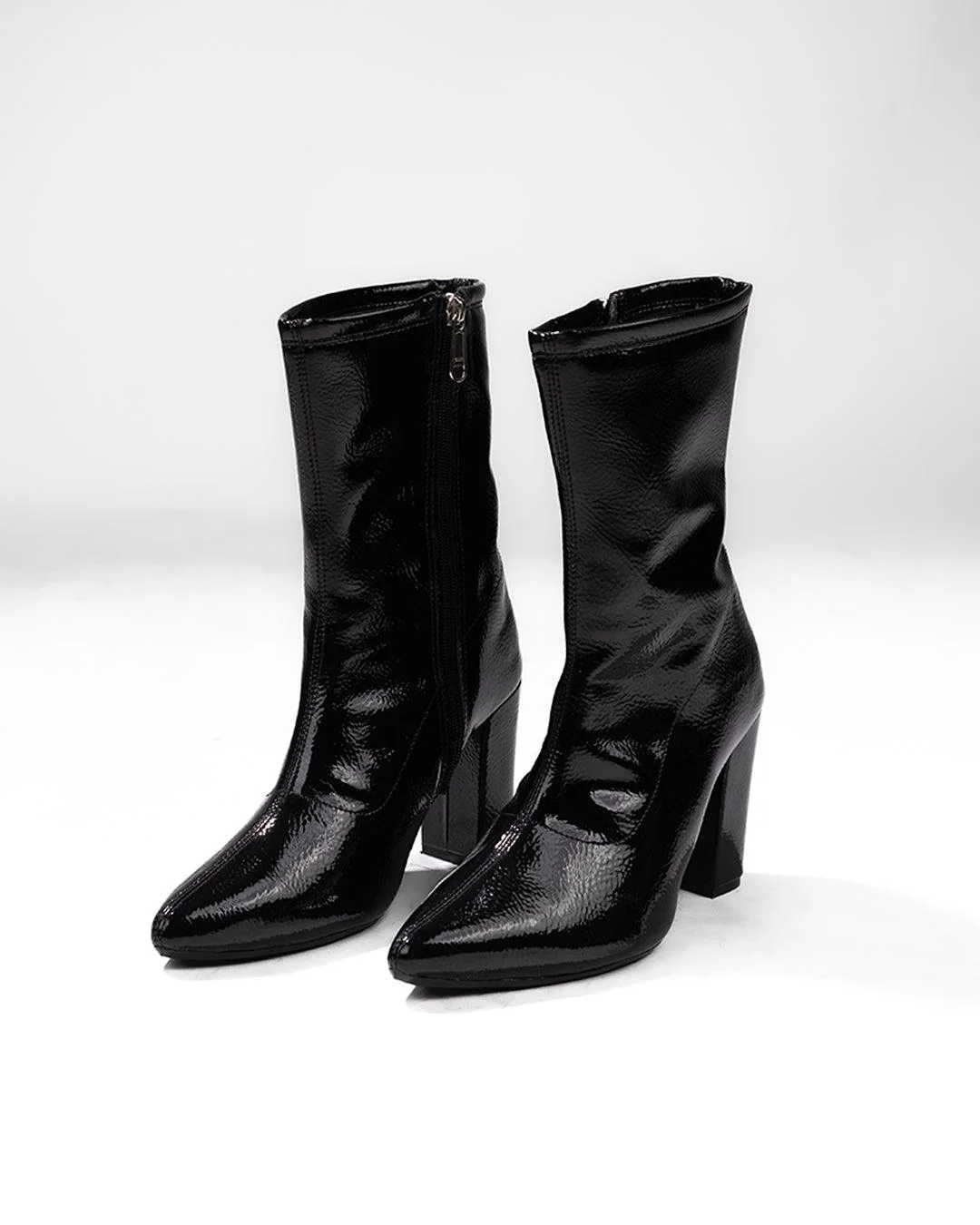Ankle Boots High Chunky Block Heel Mid Calf Boots - Image 4