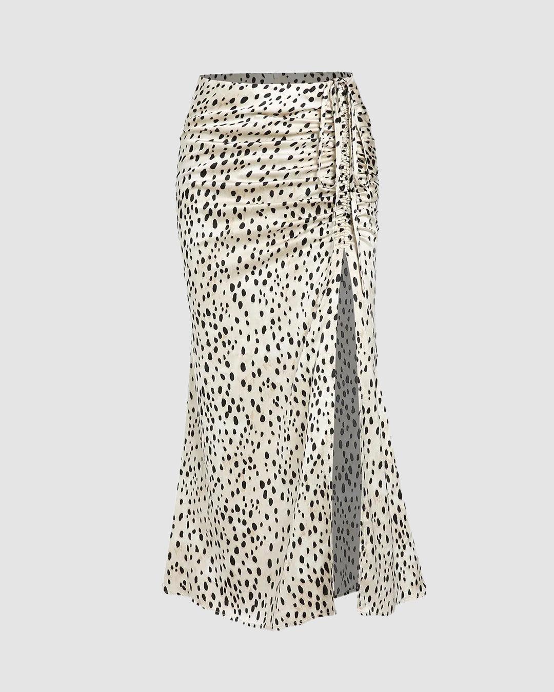 Black Top and Leopard Print Midi Skirt - Image 4